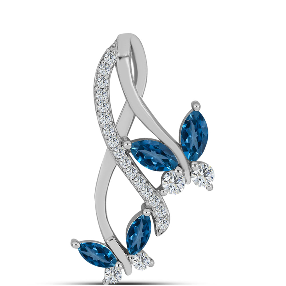 Strieborný Prívesok s Londýnským Modrým Topásom a Bielym Topásom 1 