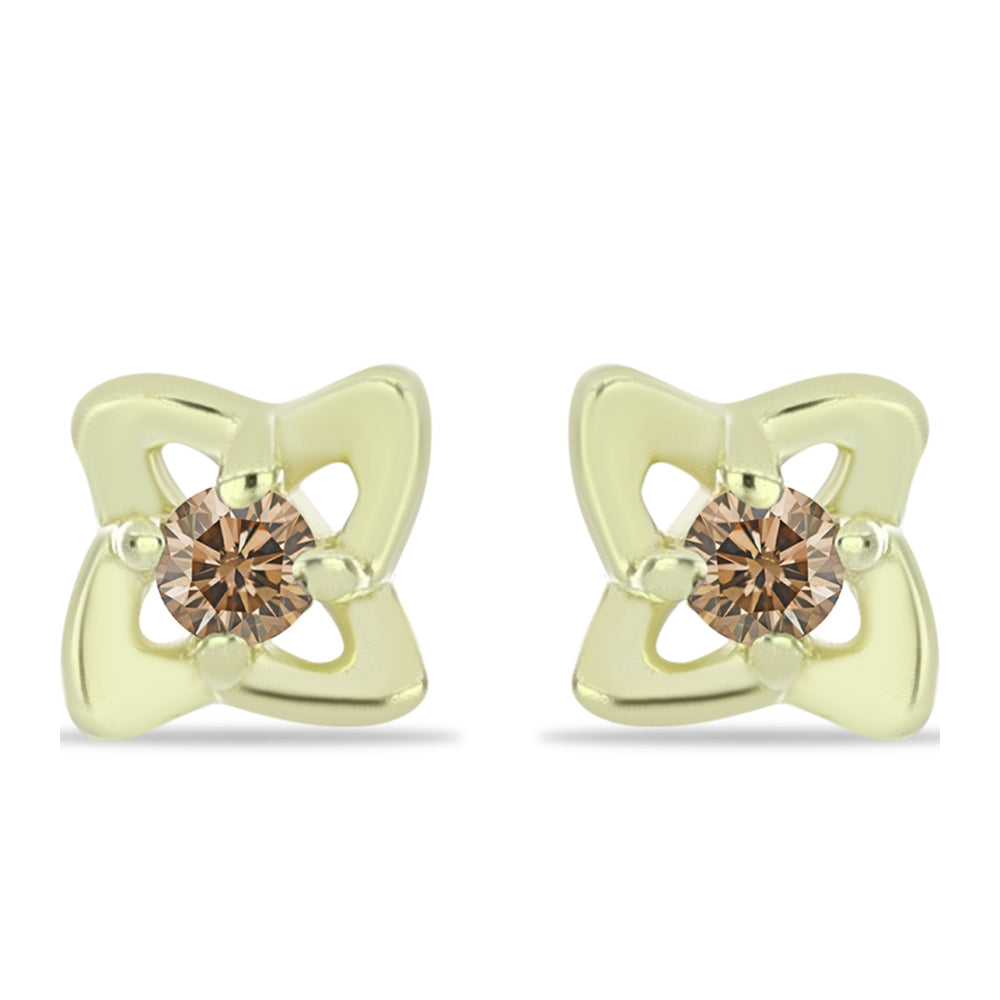 Pozlátené Strieborné Náušnice s Champagne Diamantom 1 