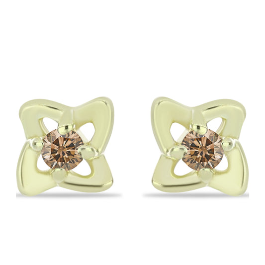 Pozlátené Strieborné Náušnice s Champagne Diamantom