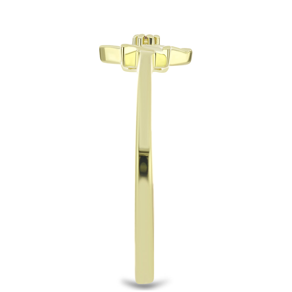 Pozlátený Strieborný Prsteň s Champagne Diamantom 4 