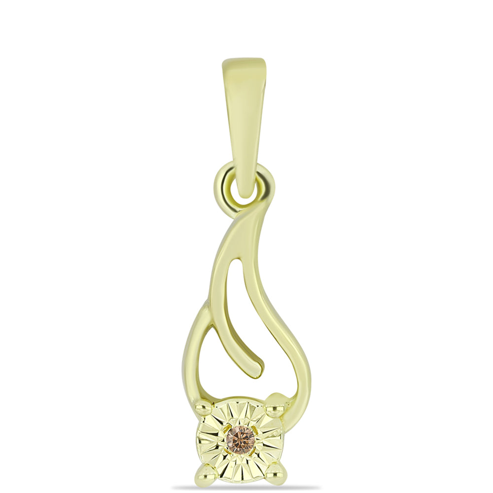 Pozlátený Strieborný Prívesok s Champagne Diamantom 1 