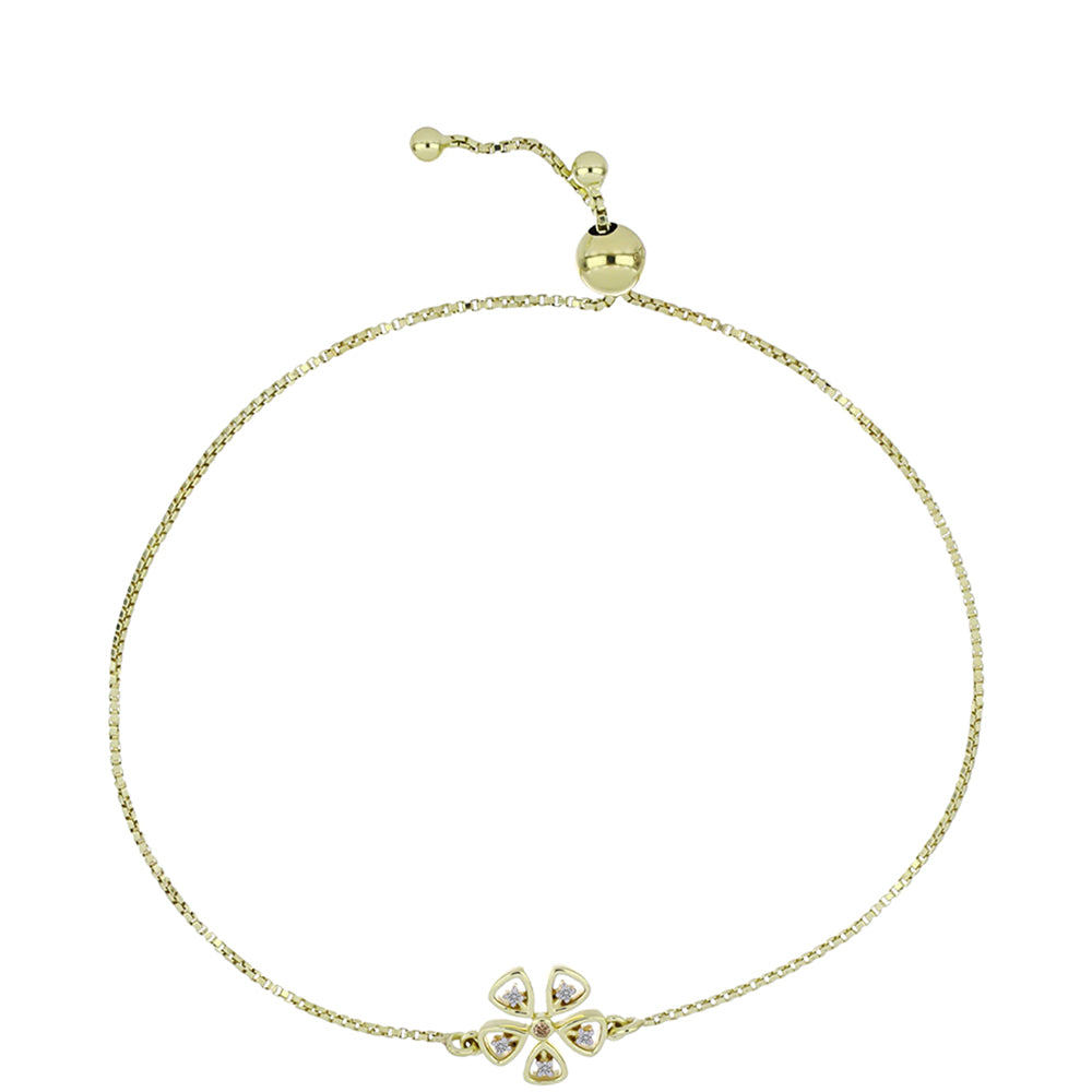 Pozlátený Strieborný Náramok s Champagne Diamantom a Bielym Diamantom 1 