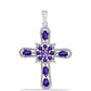 Kríž Strieborný Prívesok s Marockým Ametystom a Bielym Topásom