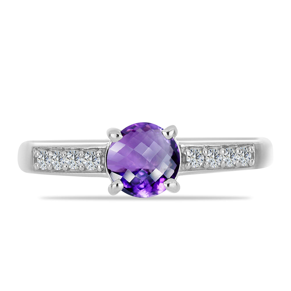 Strieborný Prsteň s Marockým Ametystom a Bielym Topásom