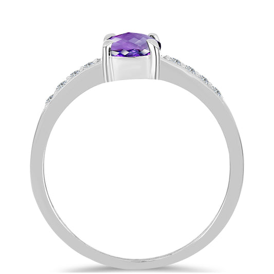 Strieborný Prsteň s Marockým Ametystom a Bielym Topásom