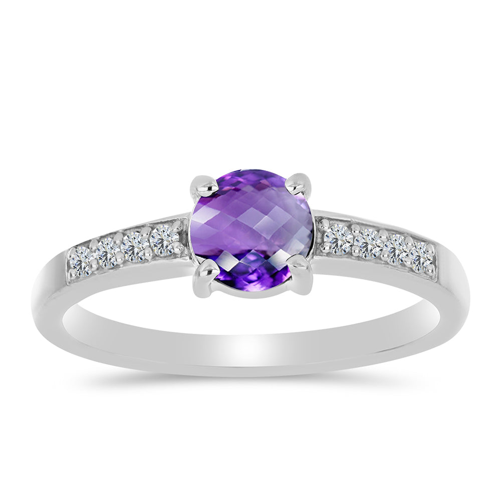 Strieborný Prsteň s Marockým Ametystom a Bielym Topásom