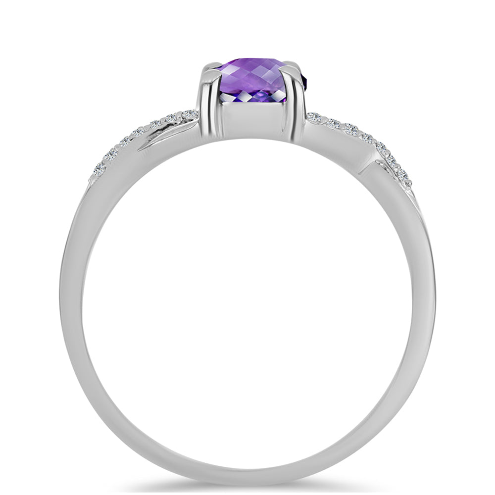 Strieborný Prsteň s Marockým Ametystom a Bielym Topásom