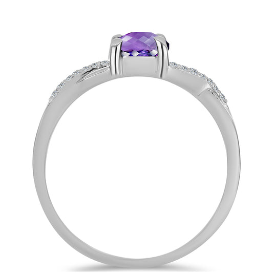 Strieborný Prsteň s Marockým Ametystom a Bielym Topásom