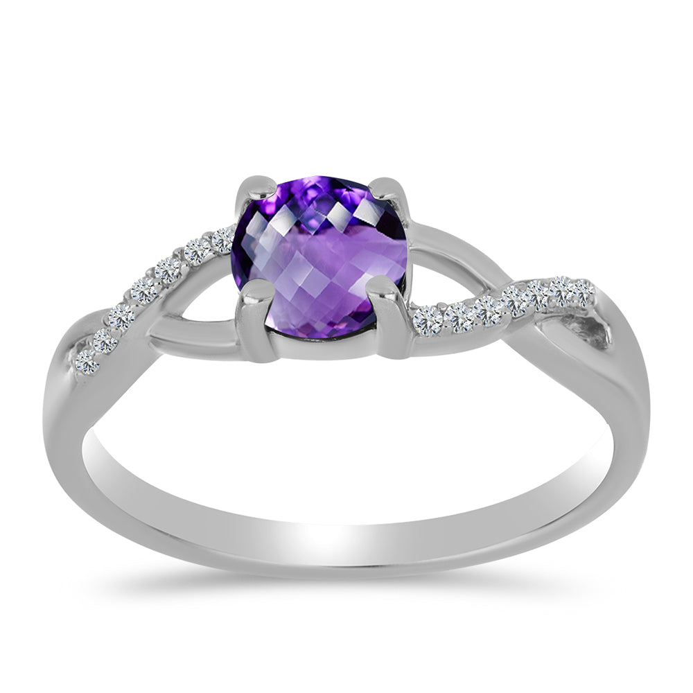 Strieborný Prsteň s Marockým Ametystom a Bielym Topásom 3 