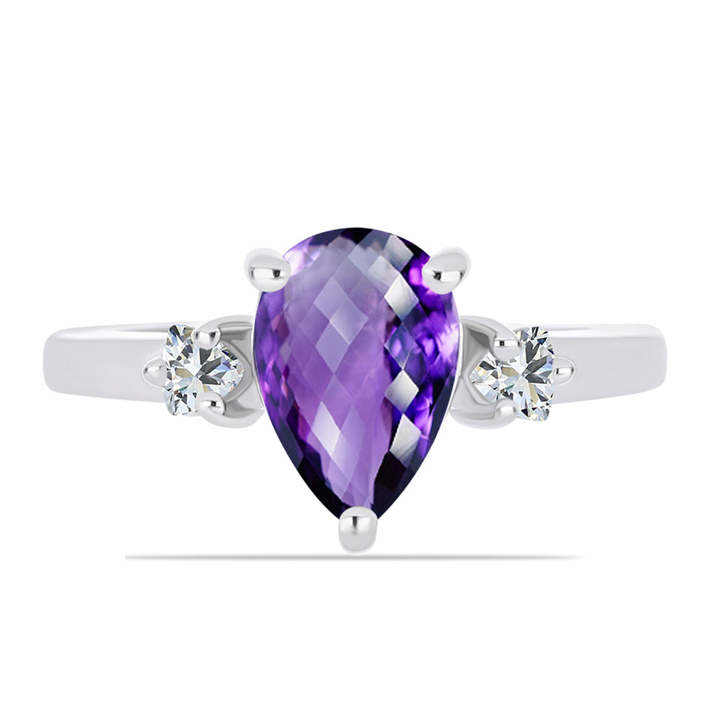 Strieborný Prsteň s Marockým Ametystom a Bielym Topásom
