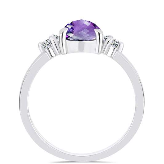 Strieborný Prsteň s Marockým Ametystom a Bielym Topásom