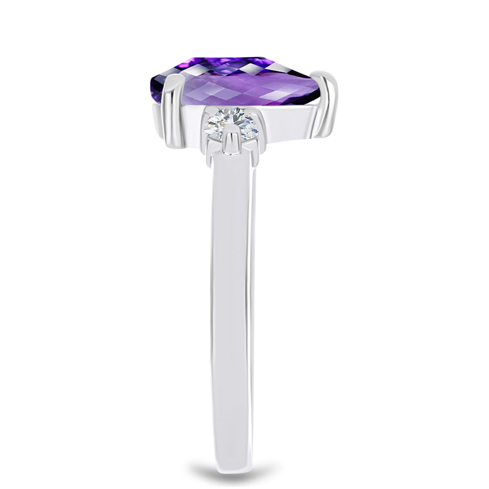 Strieborný Prsteň s Marockým Ametystom a Bielym Topásom 4 