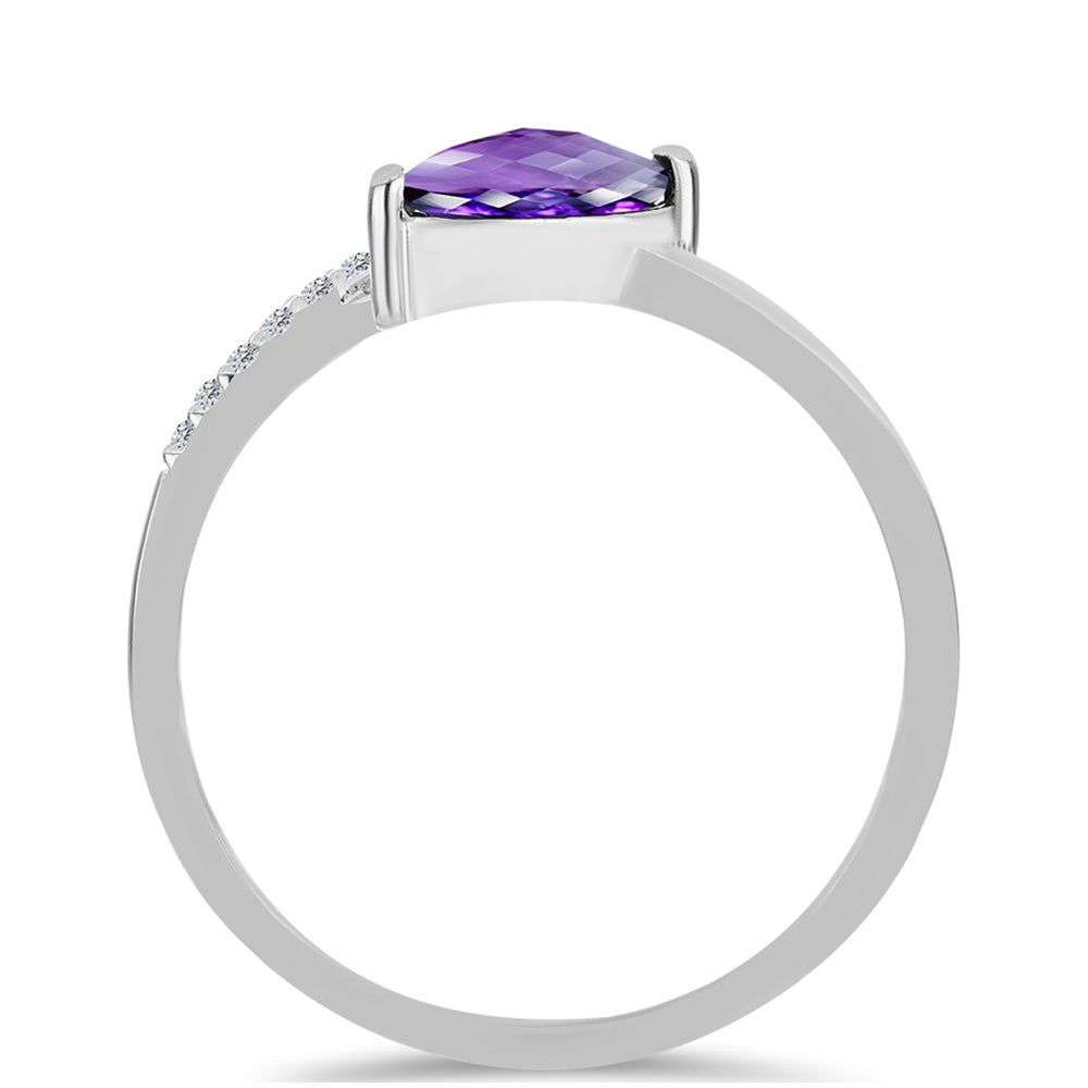 Strieborný Prsteň s Marockým Ametystom a Bielym Topásom 2 