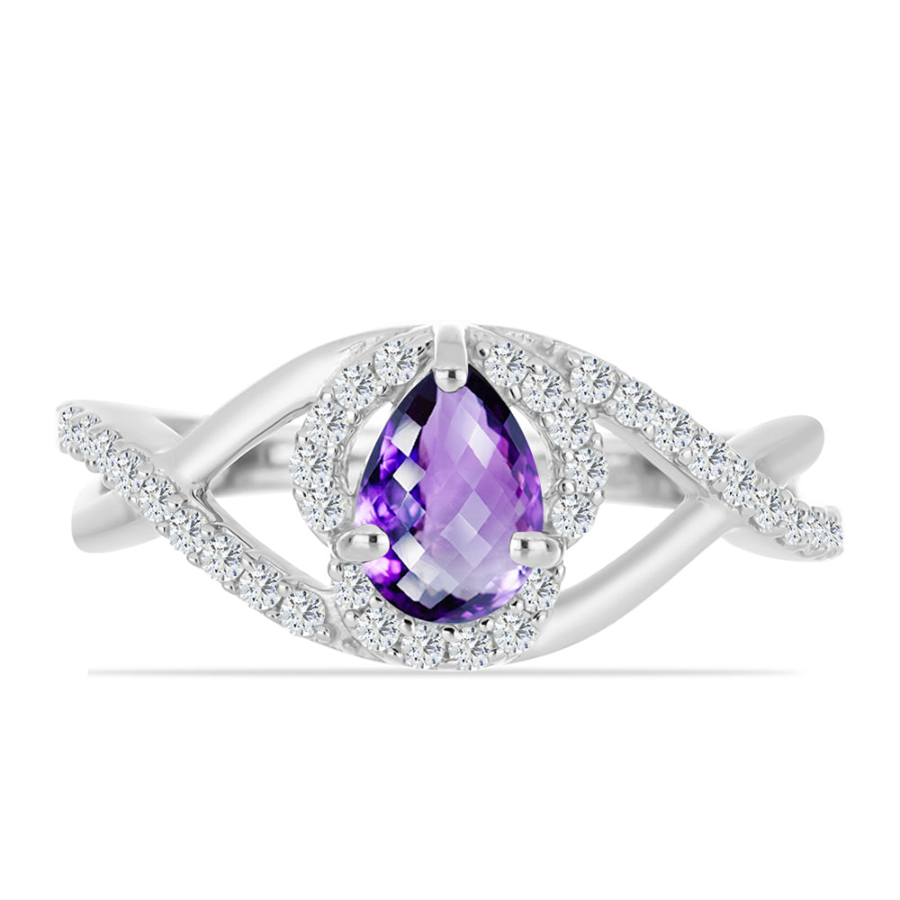 Strieborný Prsteň s Marockým Ametystom a Bielym Topásom