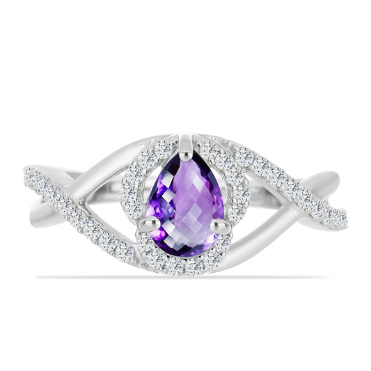 Strieborný Prsteň s Marockým Ametystom a Bielym Topásom