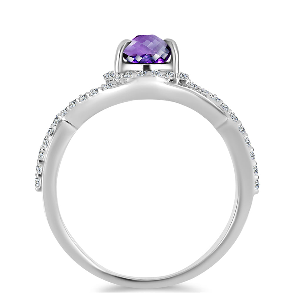 Strieborný Prsteň s Marockým Ametystom a Bielym Topásom 2 