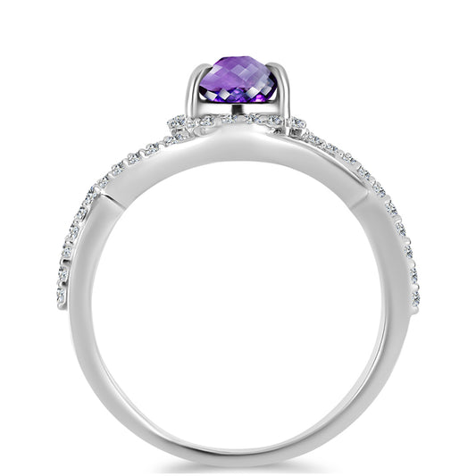 Strieborný Prsteň s Marockým Ametystom a Bielym Topásom