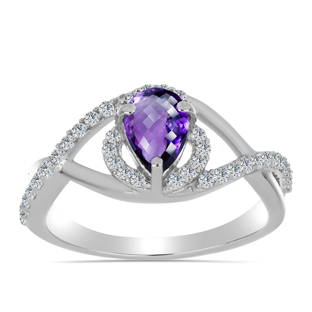 Strieborný Prsteň s Marockým Ametystom a Bielym Topásom