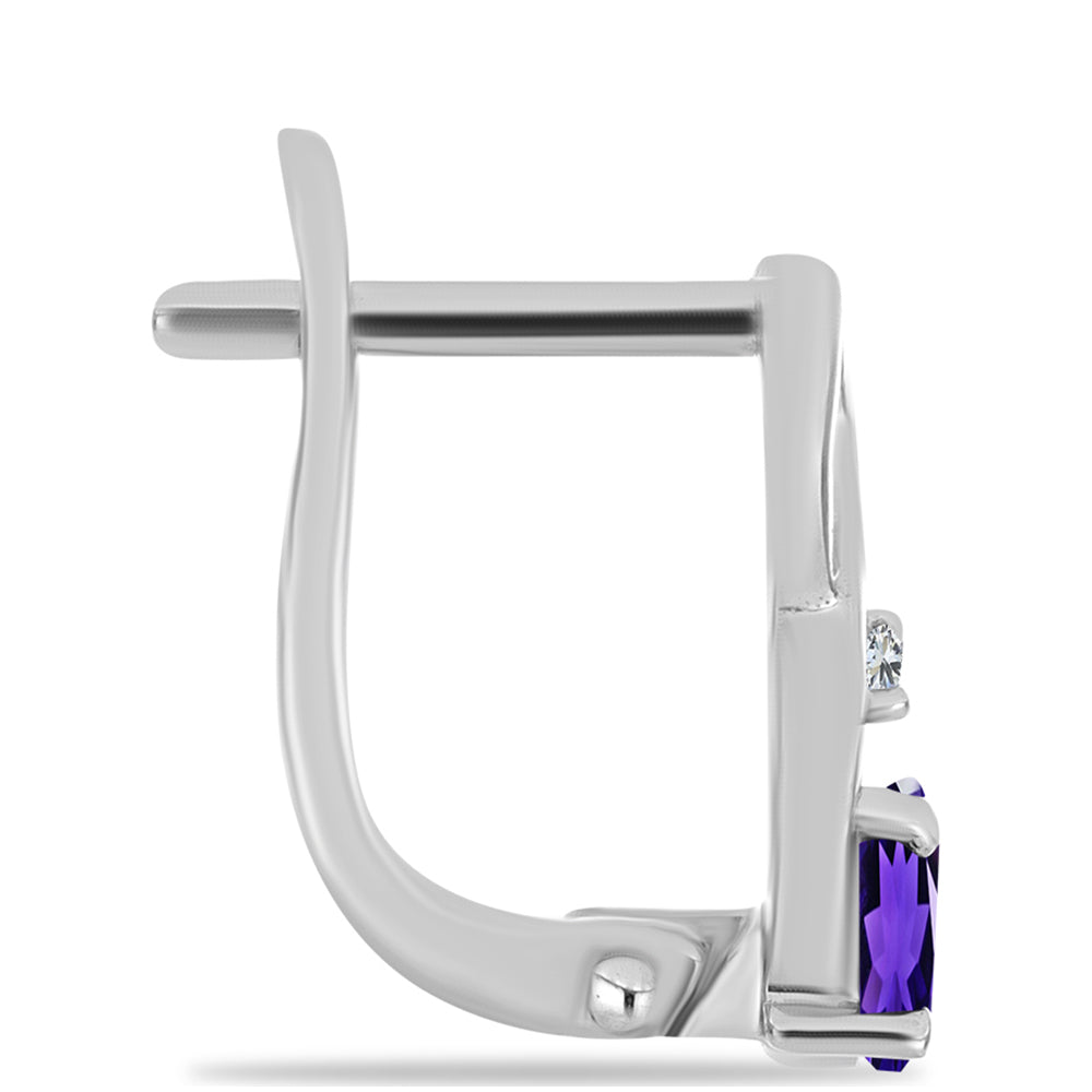Strieborné Náušnice s Marockým Ametystom a Bielym Topásom 2 