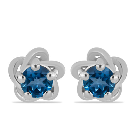Strieborné Náušnice s Londýnským Modrým Topásom
