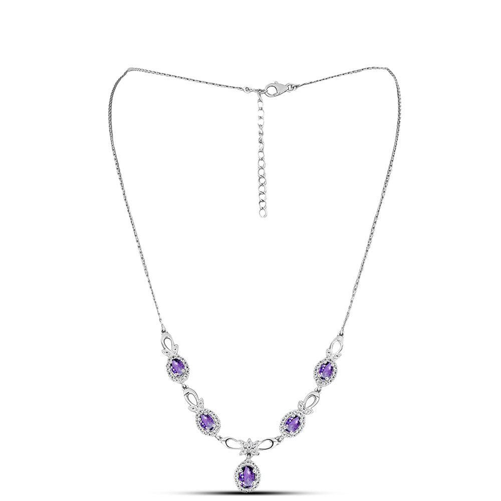 Strieborný Náhrdelník s Marockým Ametystom a Bielym Topásom 1 
