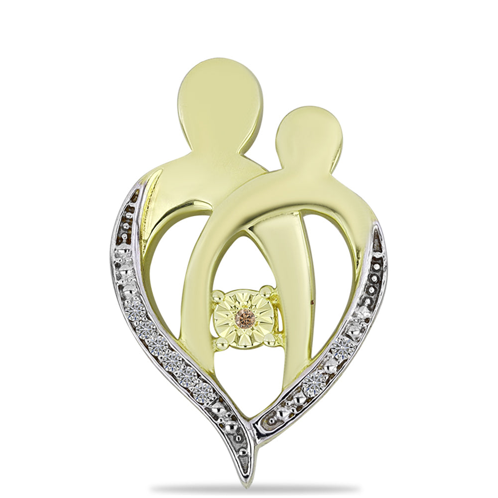 Pozlátený Strieborný Prívesok s Champagne Diamantom a Bielym Diamantom 1 