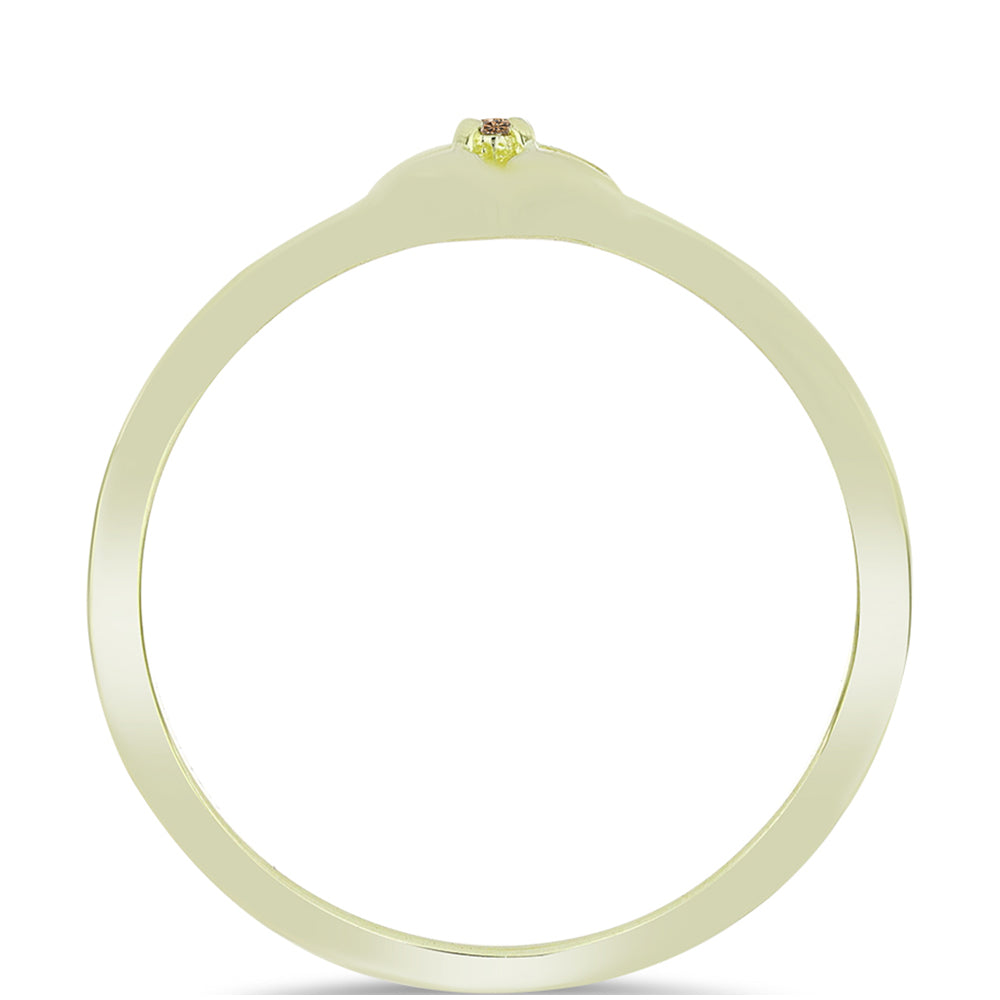 Pozlátený Strieborný Prsteň s Champagne Diamantom 2 