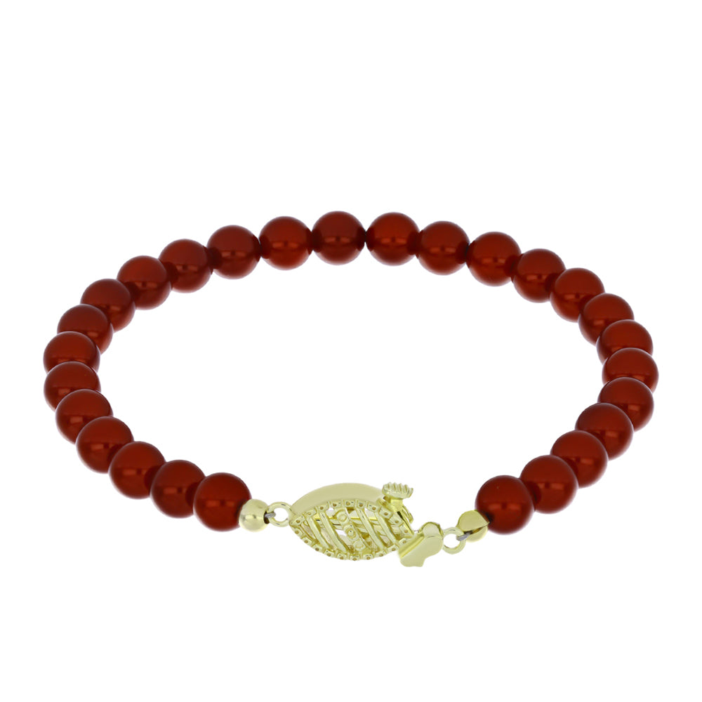 Pozlátený Strieborný Náramok s Červená sladkovodná perlou 2 