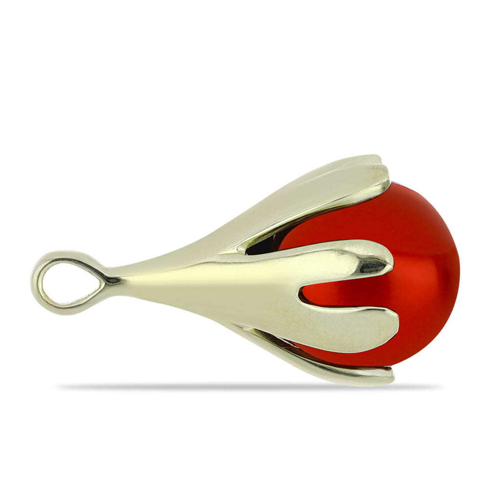 Pozlátený Strieborný Prívesok s Červená sladkovodná perlou 2 