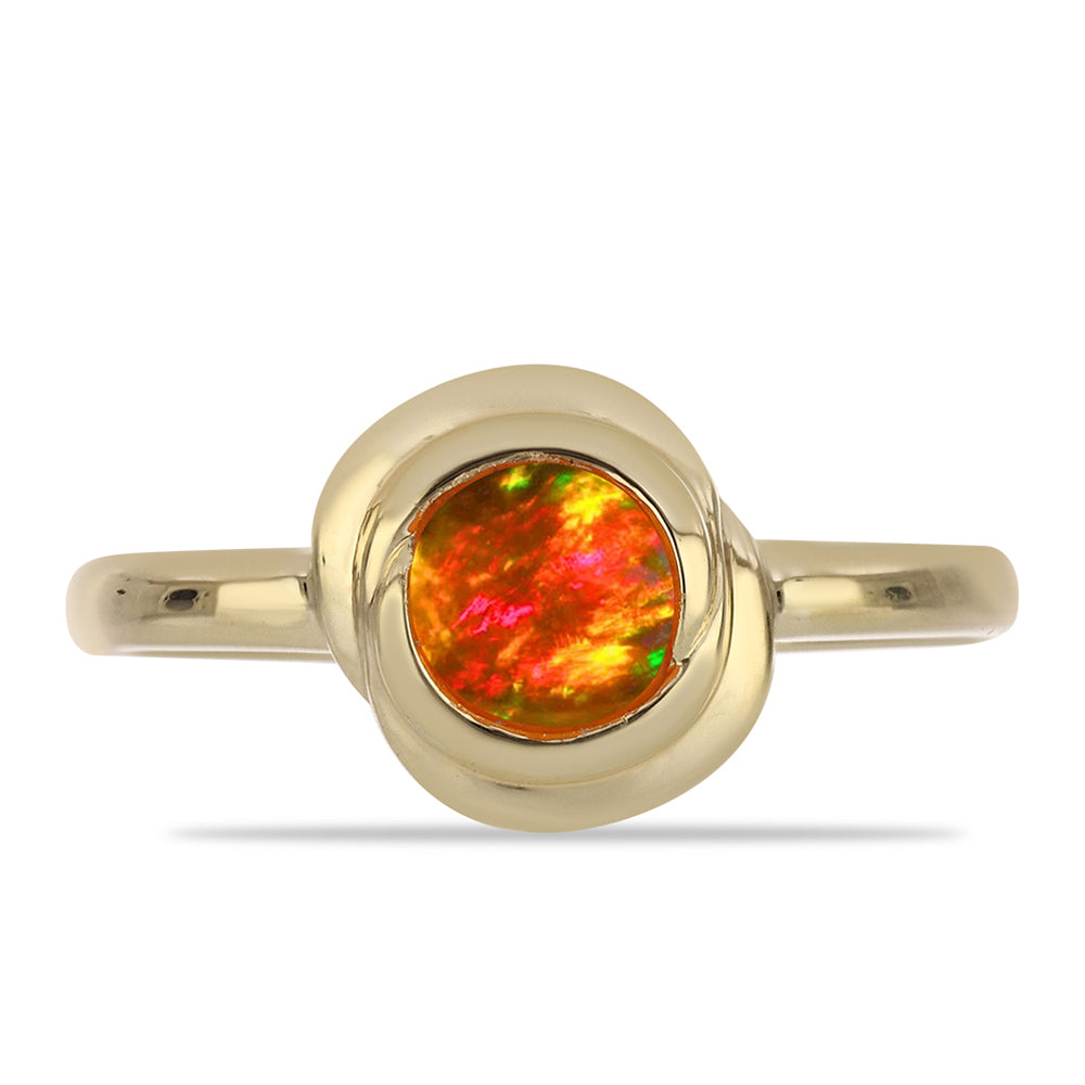 Pozlátený Strieborný Prsteň s Americkým Ohnivým Opálom 1 