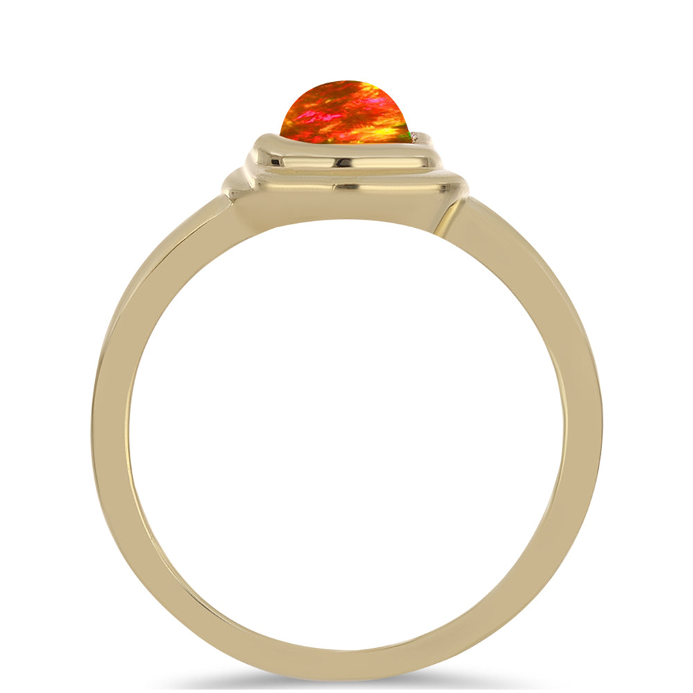 Pozlátený Strieborný Prsteň s Americkým Ohnivým Opálom 2 