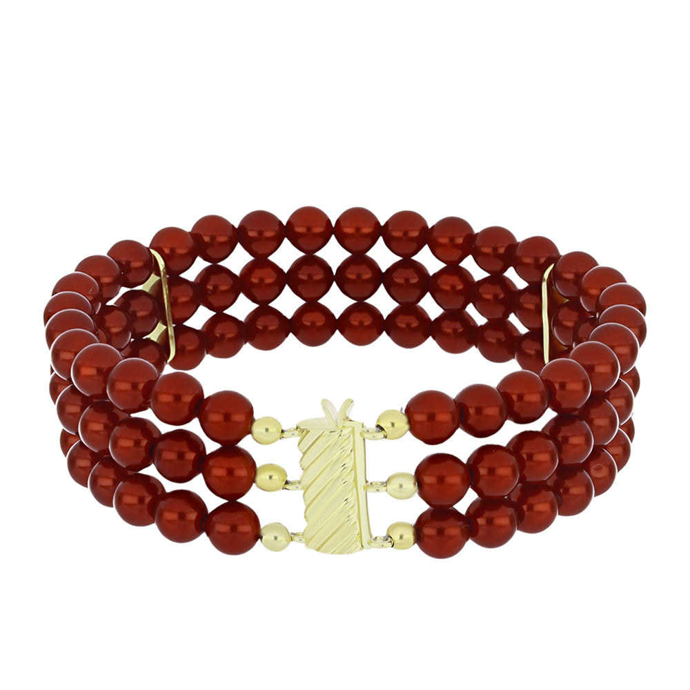 Pozlátený Strieborný Náramok s Červená sladkovodná perlou 1 