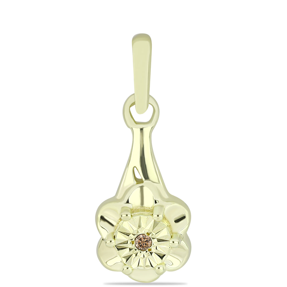 Pozlátený Strieborný Prívesok s Champagne Diamantom 1 
