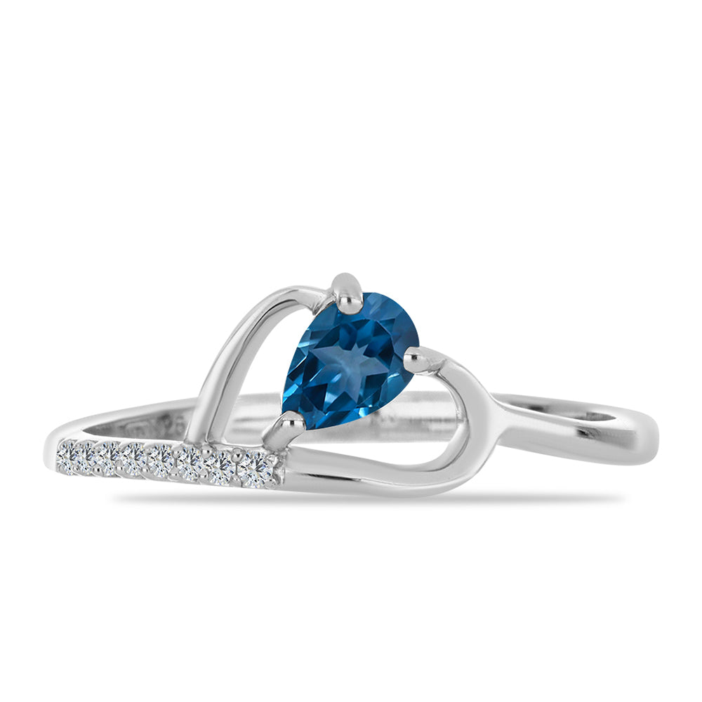 Strieborný Prsteň s Londýnským Modrým Topásom a Bielym Topásom