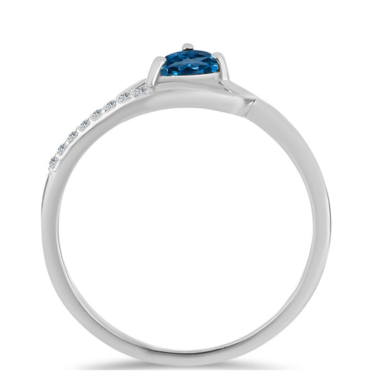 Strieborný Prsteň s Londýnským Modrým Topásom a Bielym Topásom