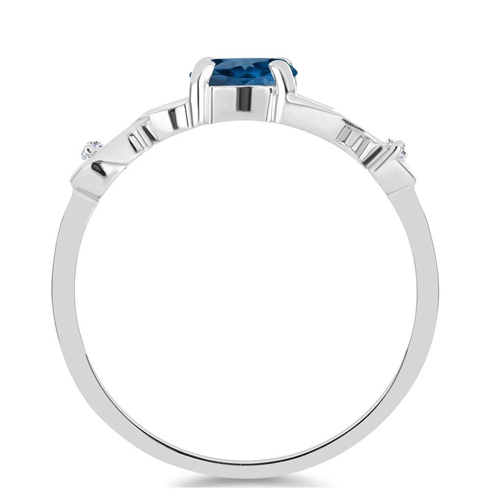 Strieborný Prsteň s Londýnským Modrým Topásom a Bielym Topásom