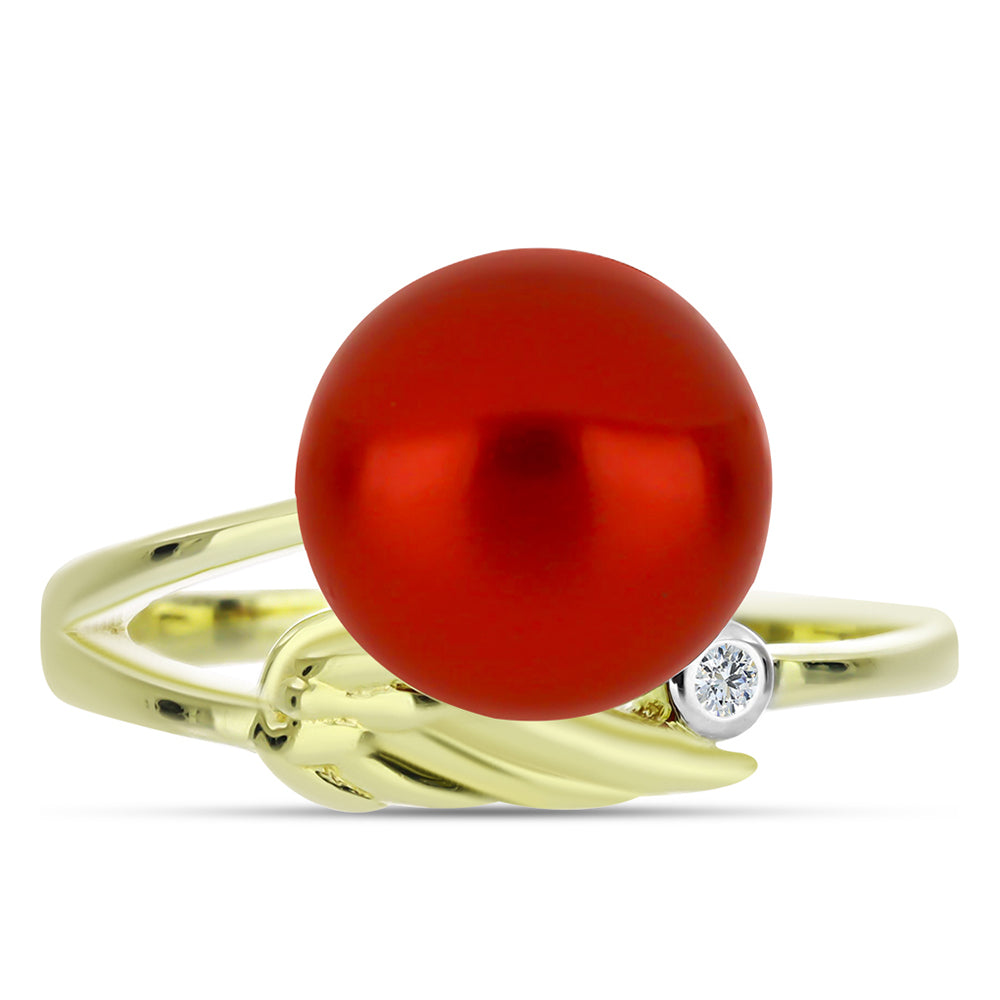 Pozlátený Strieborný Prsteň s Červená sladkovodná perlou a Bielym Topásom 1 
