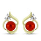 Pozlátené Strieborné Náušnice s Červená sladkovodná perlou a Bielym Topásom