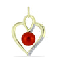 Pozlátený Strieborný Prívesok s Červená sladkovodná perlou a Bielym Topásom