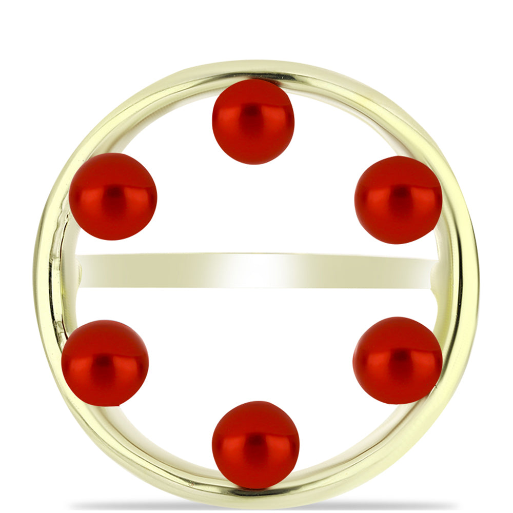 Pozlátený Strieborný Prsteň s Červená sladkovodná perlou 1 