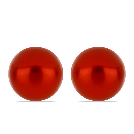 Pozlátené Strieborné Náušnice s Červená sladkovodná perlou