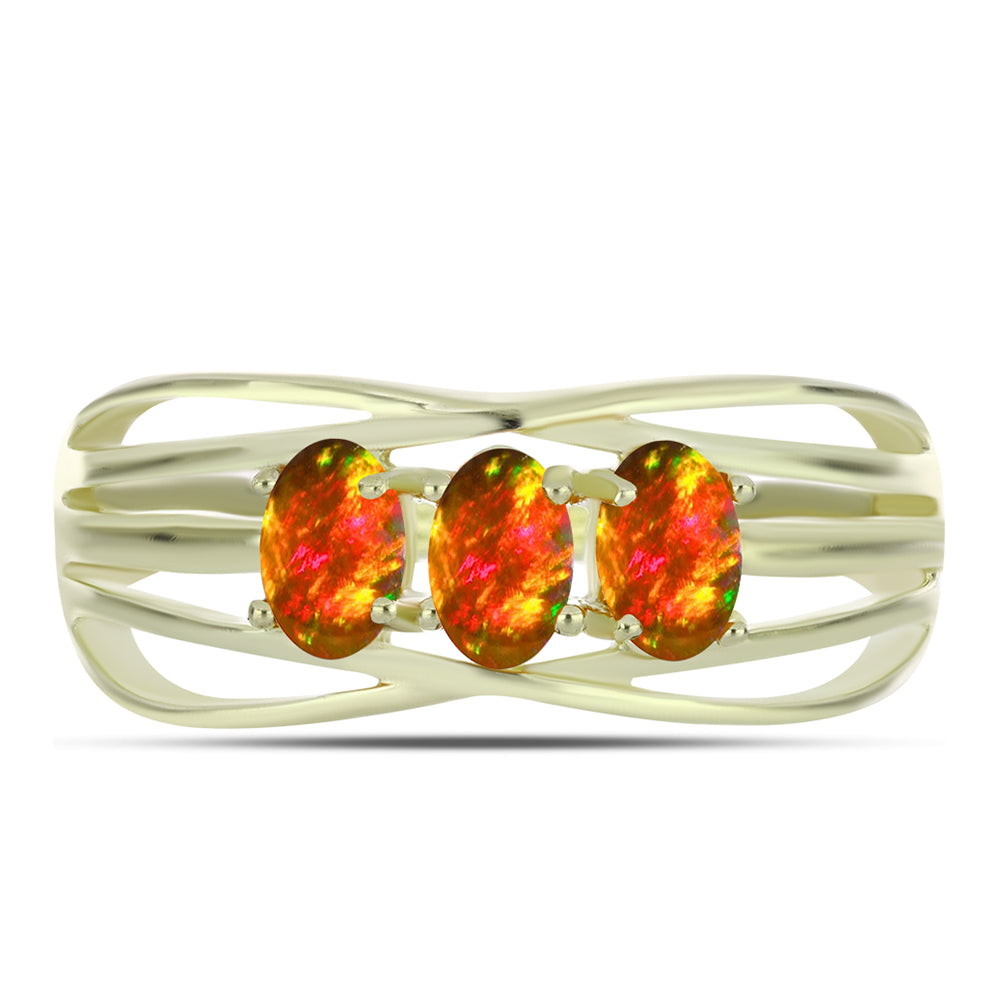 Pozlátený Strieborný Prsteň s Americkým Ohnivým Opálom