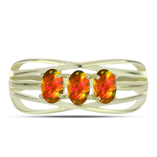 Pozlátený Strieborný Prsteň s Americkým Ohnivým Opálom