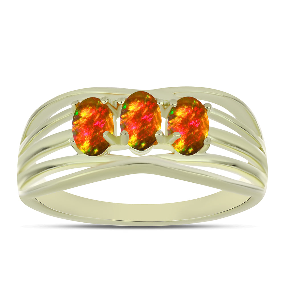 Pozlátený Strieborný Prsteň s Americkým Ohnivým Opálom