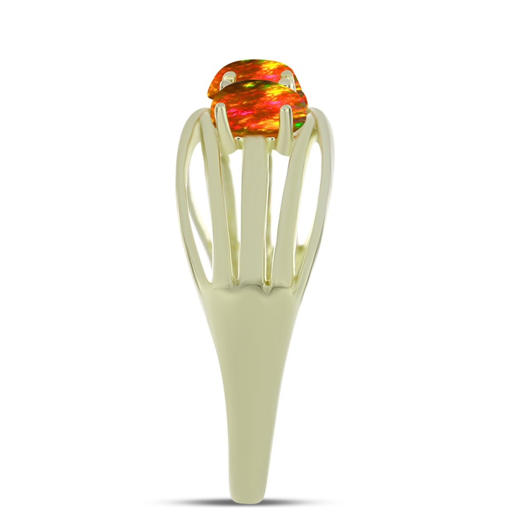 Pozlátený Strieborný Prsteň s Americkým Ohnivým Opálom 4 