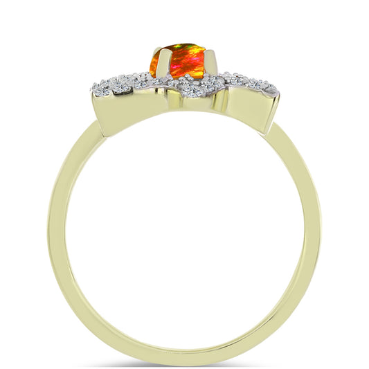 Pozlátený Strieborný Prsteň s Americkým Ohnivým Opálom a Bielym Topásom