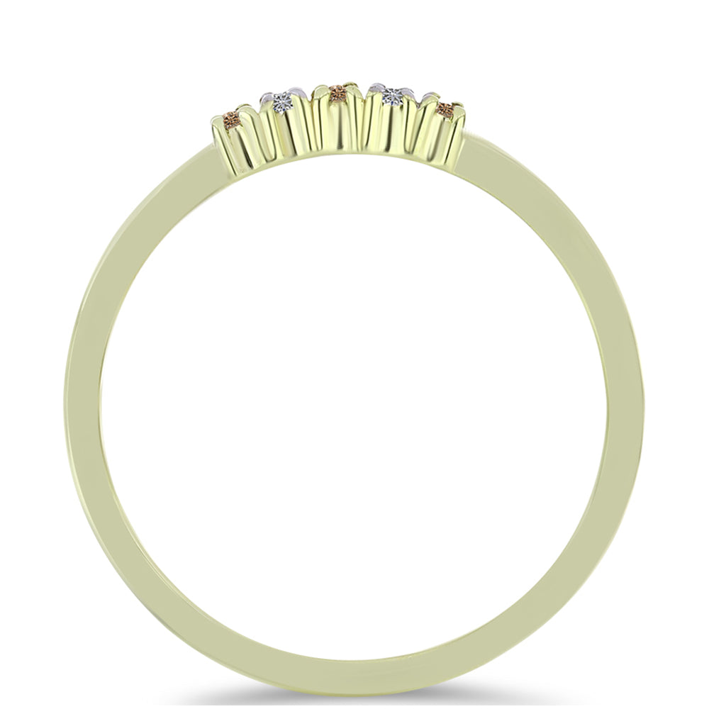 Pozlátený Strieborný Prsteň s Champagne Diamantom a Bielym Diamantom