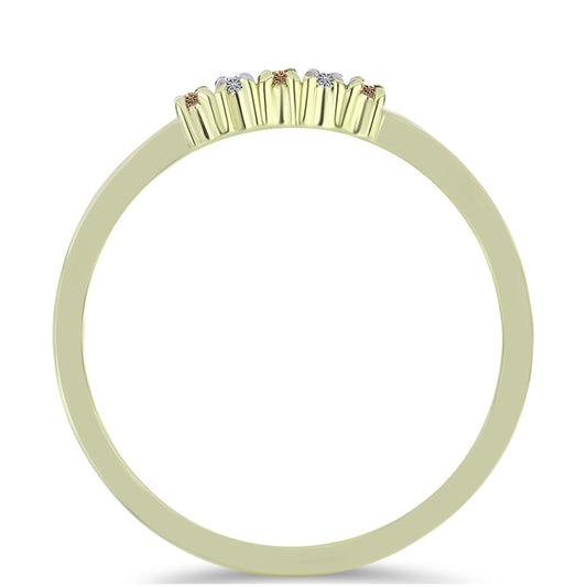 Pozlátený Strieborný Prsteň s Champagne Diamantom a Bielym Diamantom