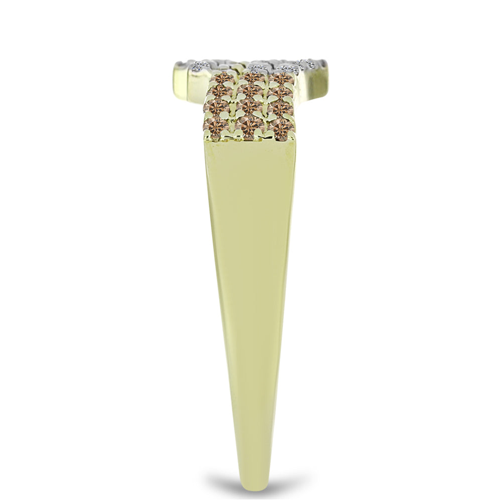 Pozlátený Strieborný Prsteň s Champagne Diamantom a Bielym Diamantom