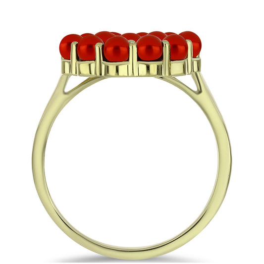 Pozlátený Strieborný Prsteň s Červená sladkovodná perlou a Bielym Topásom